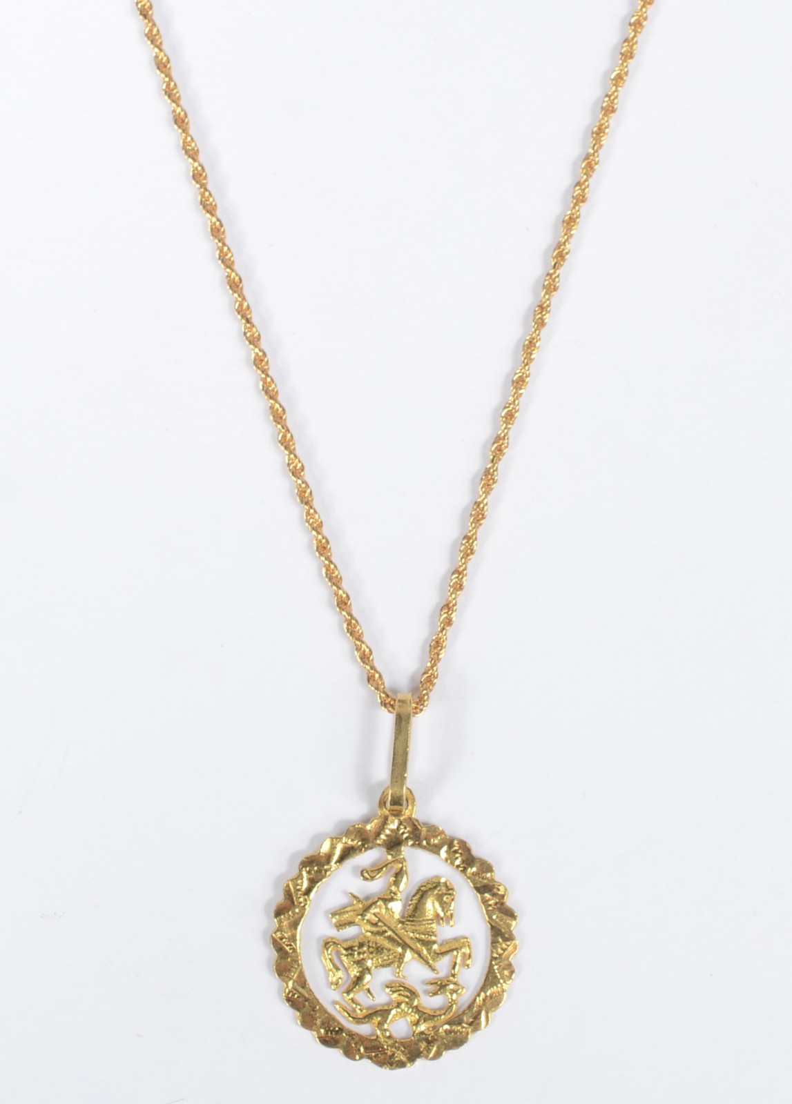 Cordão de ouro 18k, modelo pingente de São Jorge. (Por motivos de... - foto 1 de 6