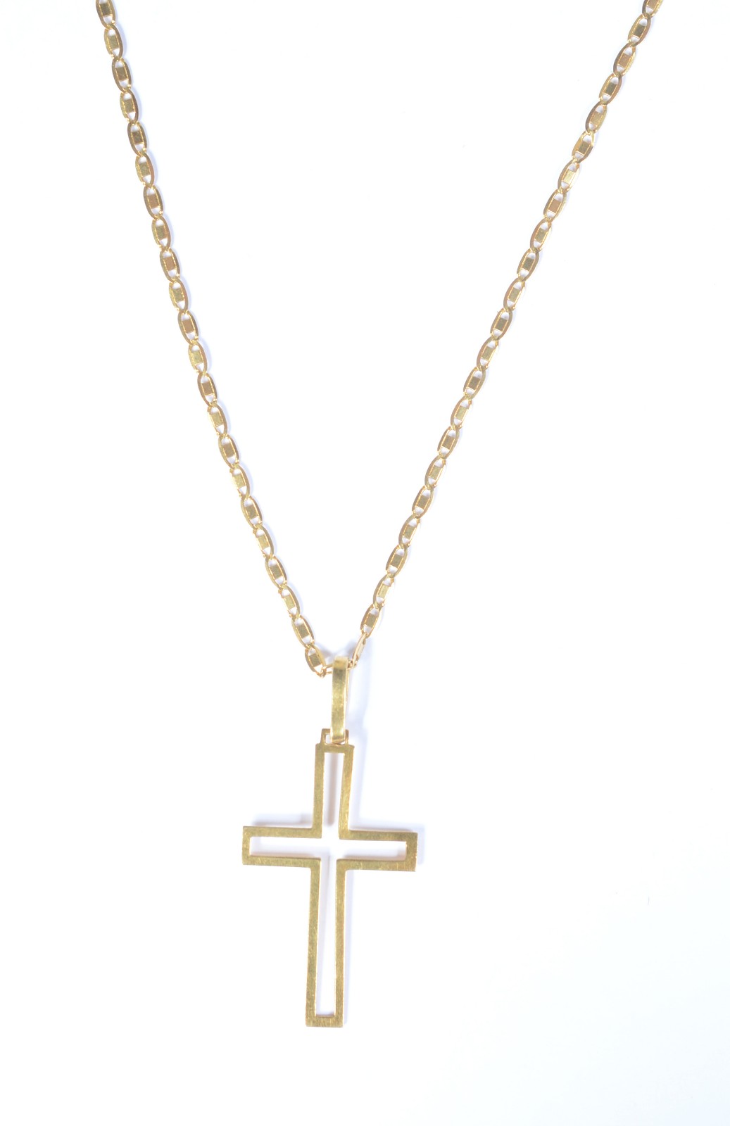 Cordão de ouro amarelo 750, modelo com pingente no feitio de cruz... - foto 1 de 7