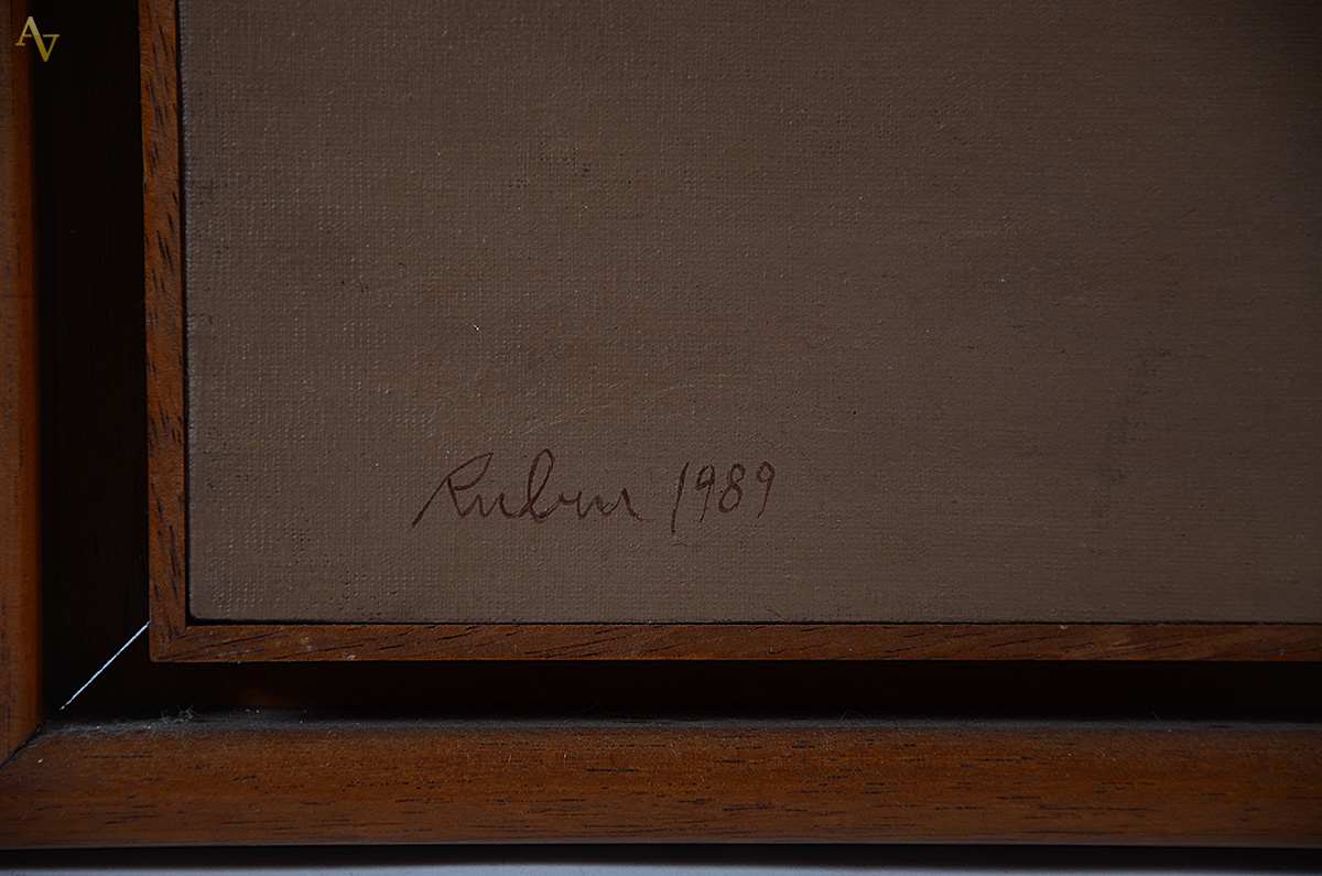 RUBEM ESMANHOTTO - Natureza morta - vest - 60 x 60 - datado 1989 - foto 3 de 4