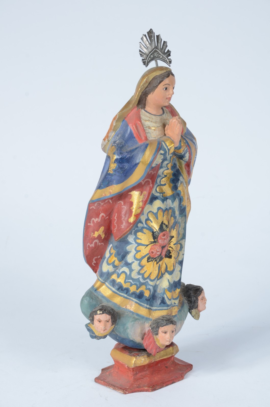 Antiga imagem de madeira policromada, com resplendor de prata... - foto 4 de 8