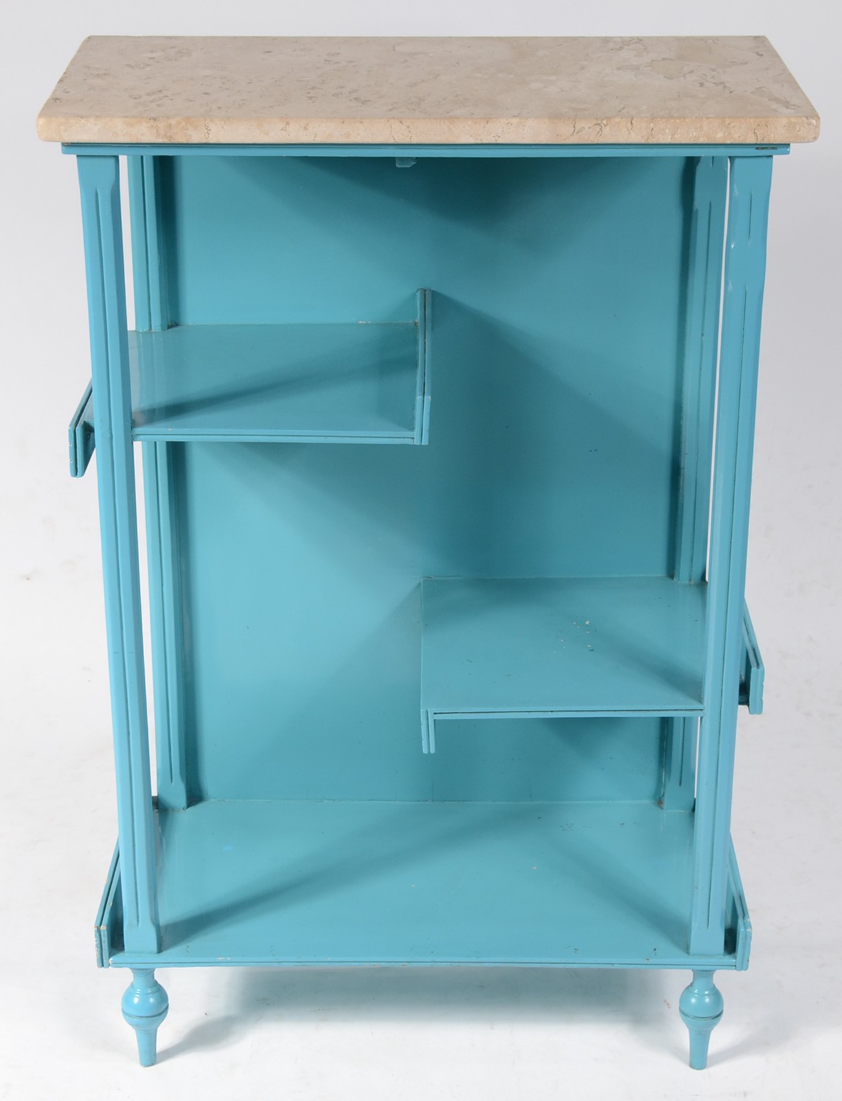 Movel porta bibelot de madeira nobre pintada de azul e tampo de... - foto 2 de 9