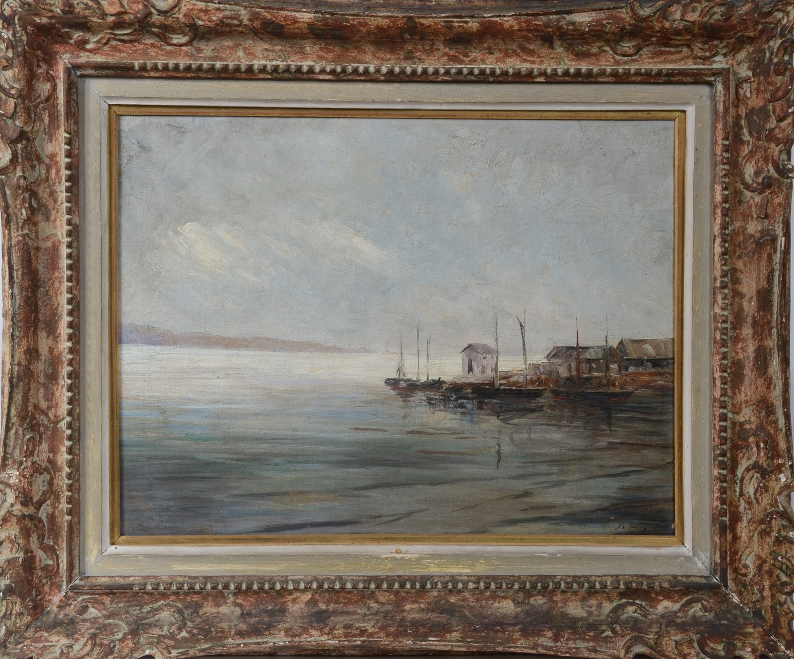 Castagneto (1851-1900), Recanto de baía com pequenos barcos - foto 2 de 4