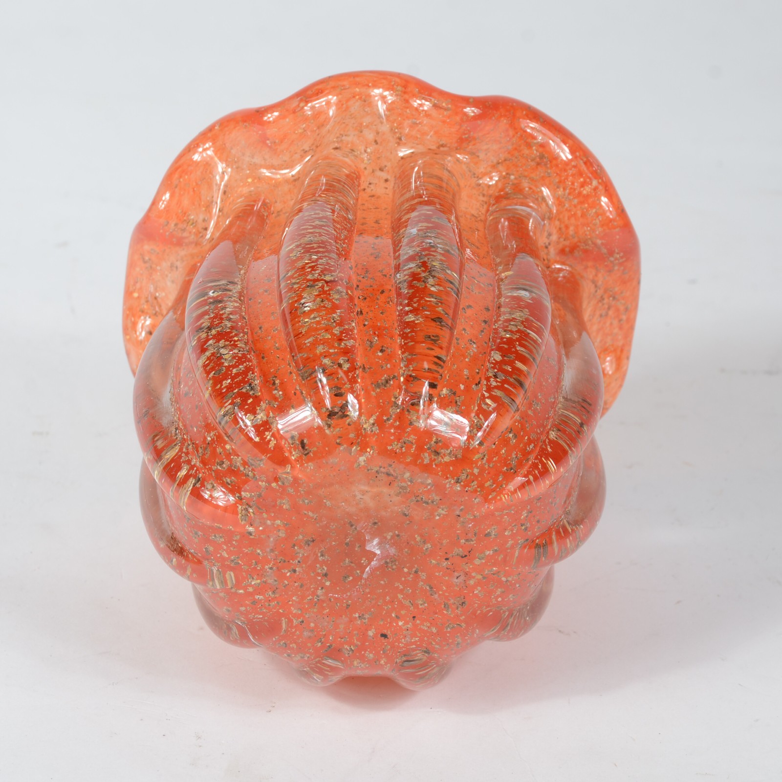 Jarro de vidro decorativo ao gosto Murano na cor laranja com pó de... - foto 3 de 3