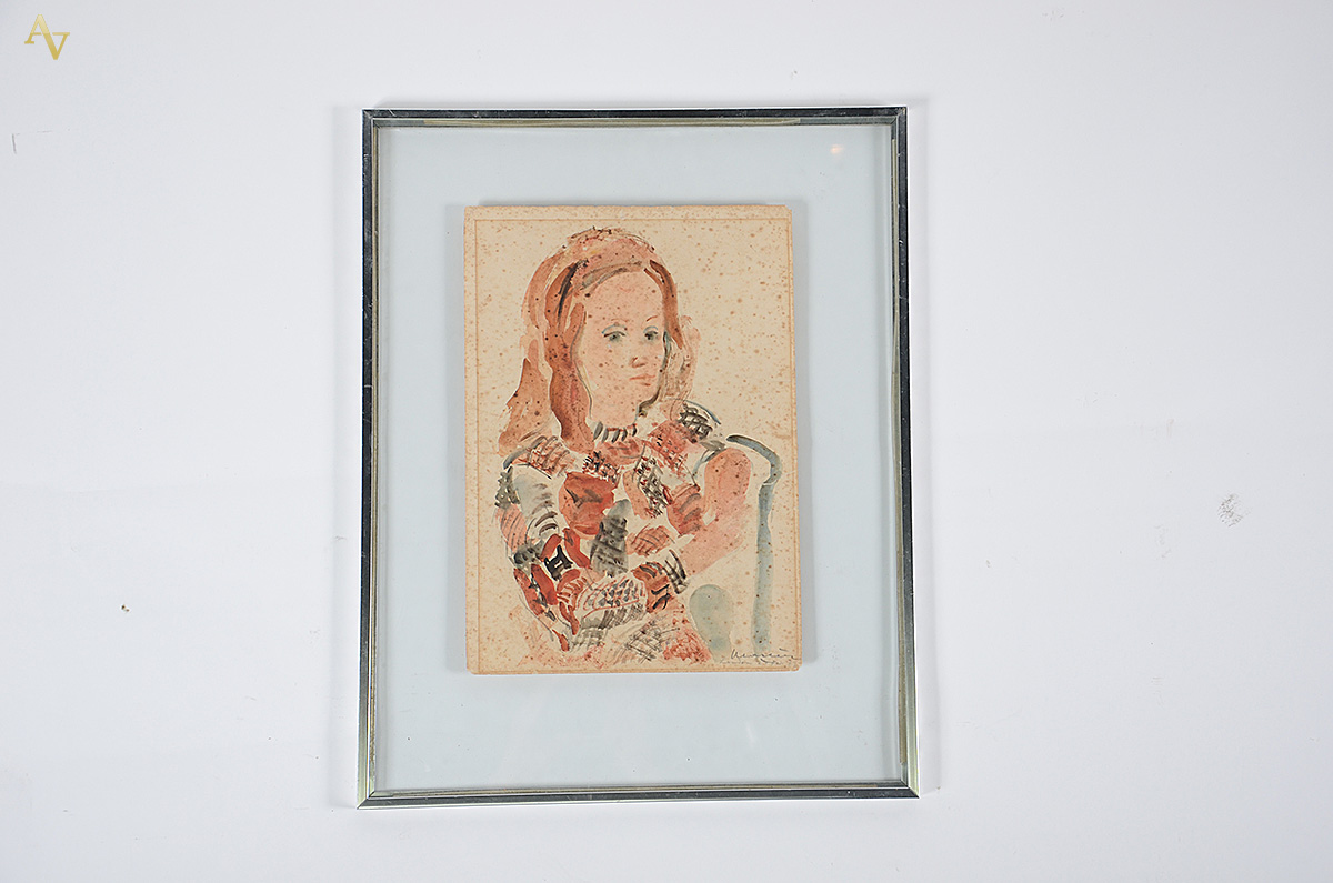 EMERIC MARCIER - Menina - aquarela - 36 x 25 (com fungos) - foto 1 de 3