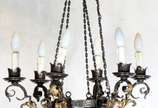 Lustre de metal dourado para 6 luzes - Lustre de metal dourado para 6 luzes
