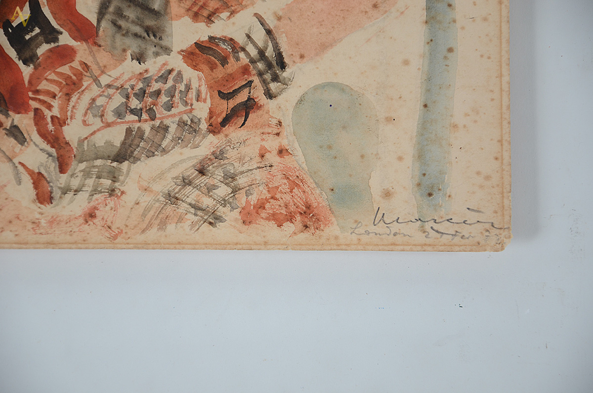 EMERIC MARCIER - Menina - aquarela - 36 x 25 (com fungos) - foto 3 de 3