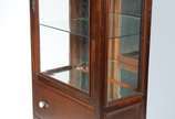Móvel vitrine de madeira nobre, porta e laterai... - Móvel vitrine de madeira nobre, porta e laterais de vidro bisotado, fundo e base espelhados (base com trincado na quina) com prateleiras interna...