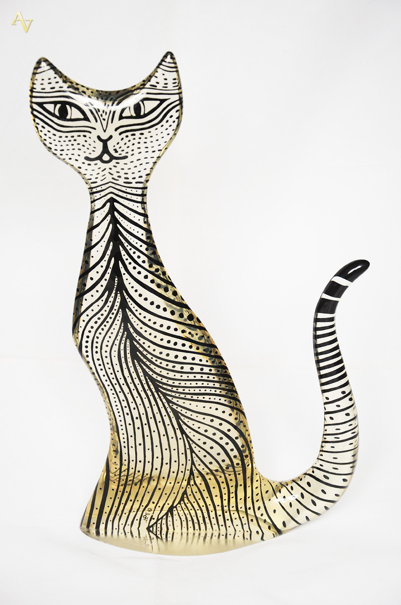 PALATNIK - Escultura em resina de poliéster representando gato preto...