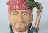 Royal Doulton (1815), The lumberjack - Caneca de faiança inglesa policromada. Fundo com inscrições "Canadian Centennial Series - 1867 - 1967"