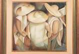 Carl Brussel, Figuras de Chapéu - Oléo sobre tela, datado de 1983.