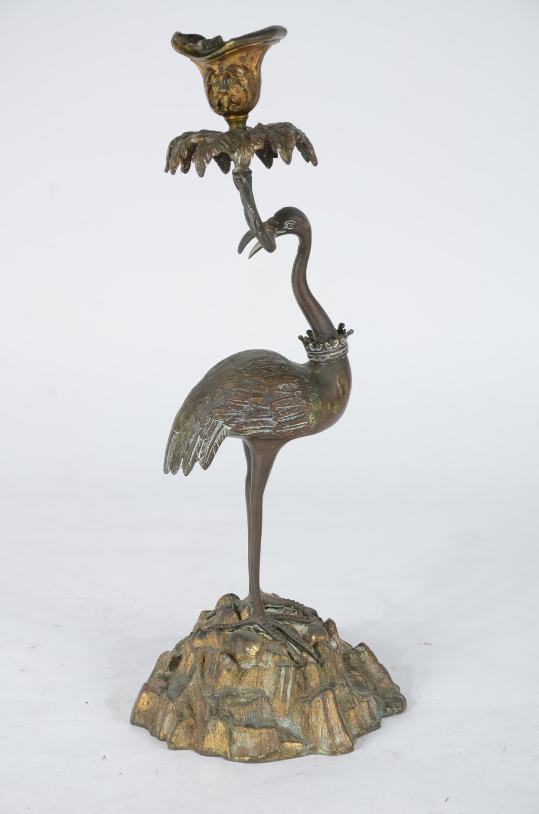 Castiçal de bronze em forma de flamingo (desgastes do tempo) - foto 1 de 7