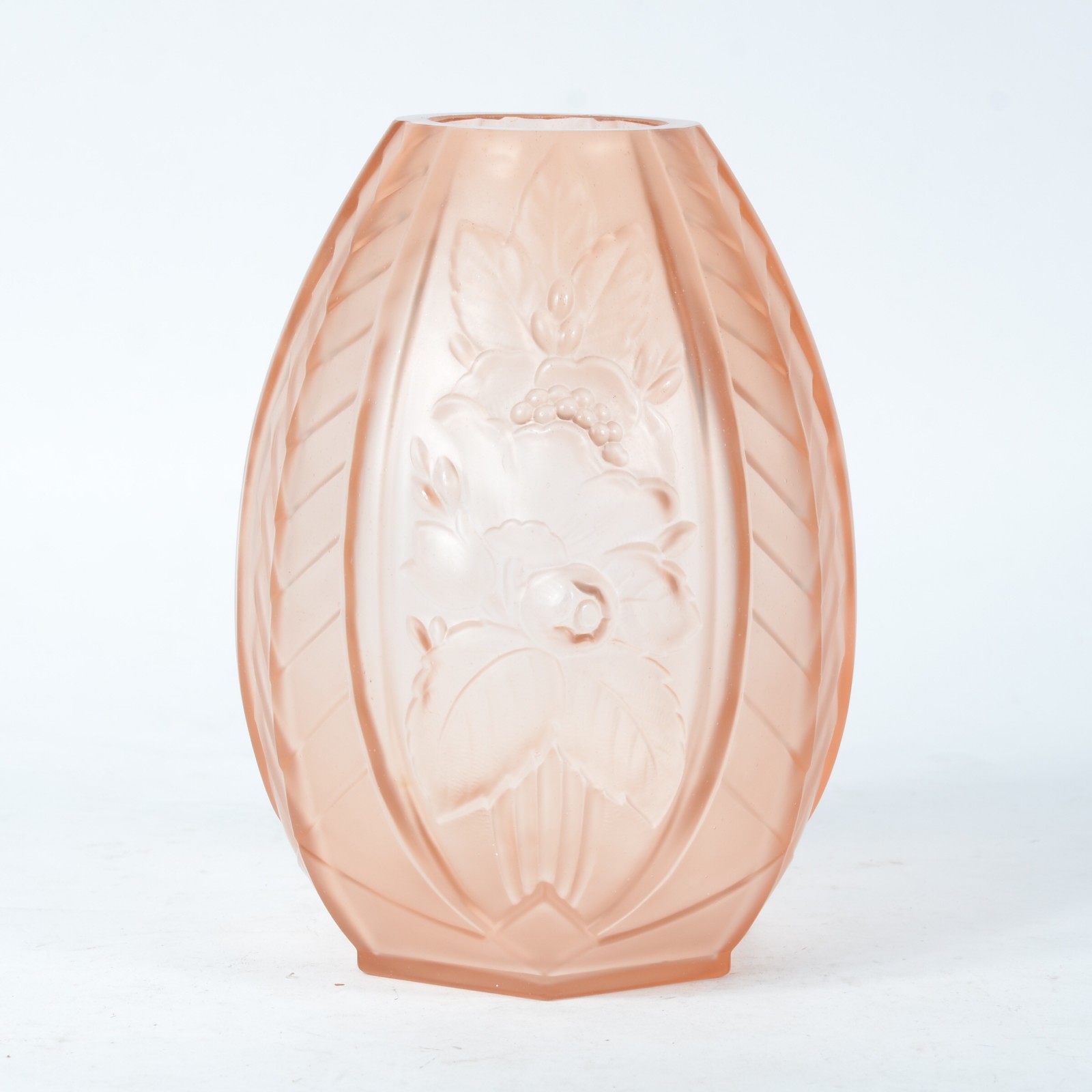 Vaso de vidro fosco na cor salmon, estilo Art Deco - foto 1 de 4