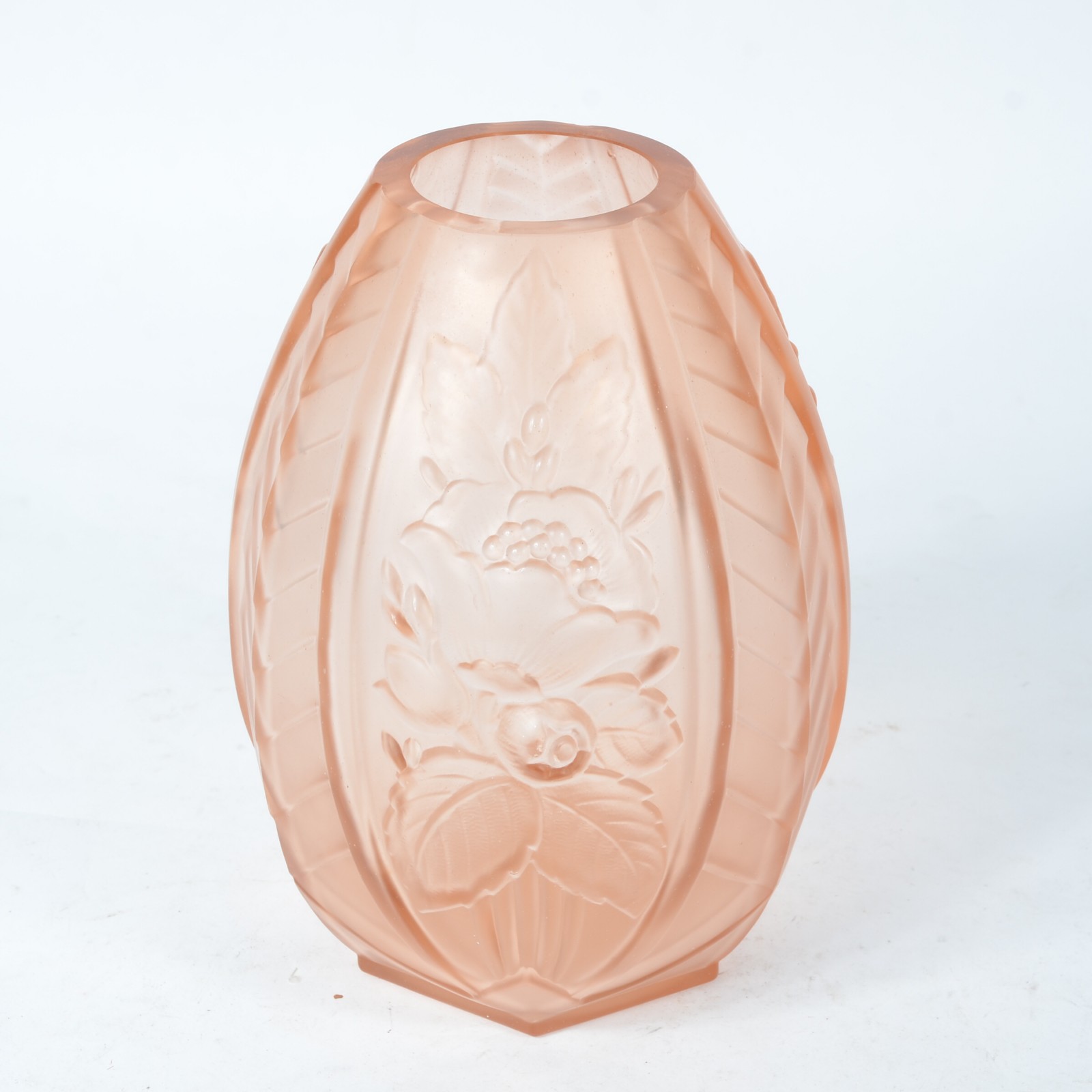 Vaso de vidro fosco na cor salmon, estilo Art Deco - foto 2 de 4