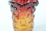 Vaso de vidro de murano na cor rubi e âmbar deg... - Vaso de vidro de murano na cor rubi e âmbar degradé
