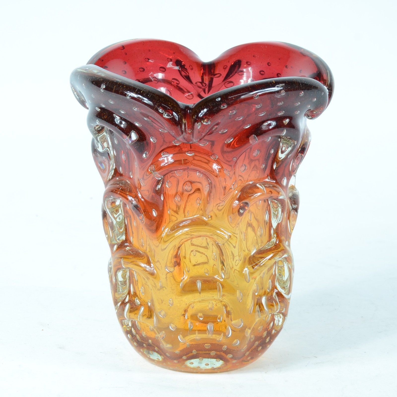 Vaso de vidro de murano na cor rubi e âmbar degradé - foto 1 de 3