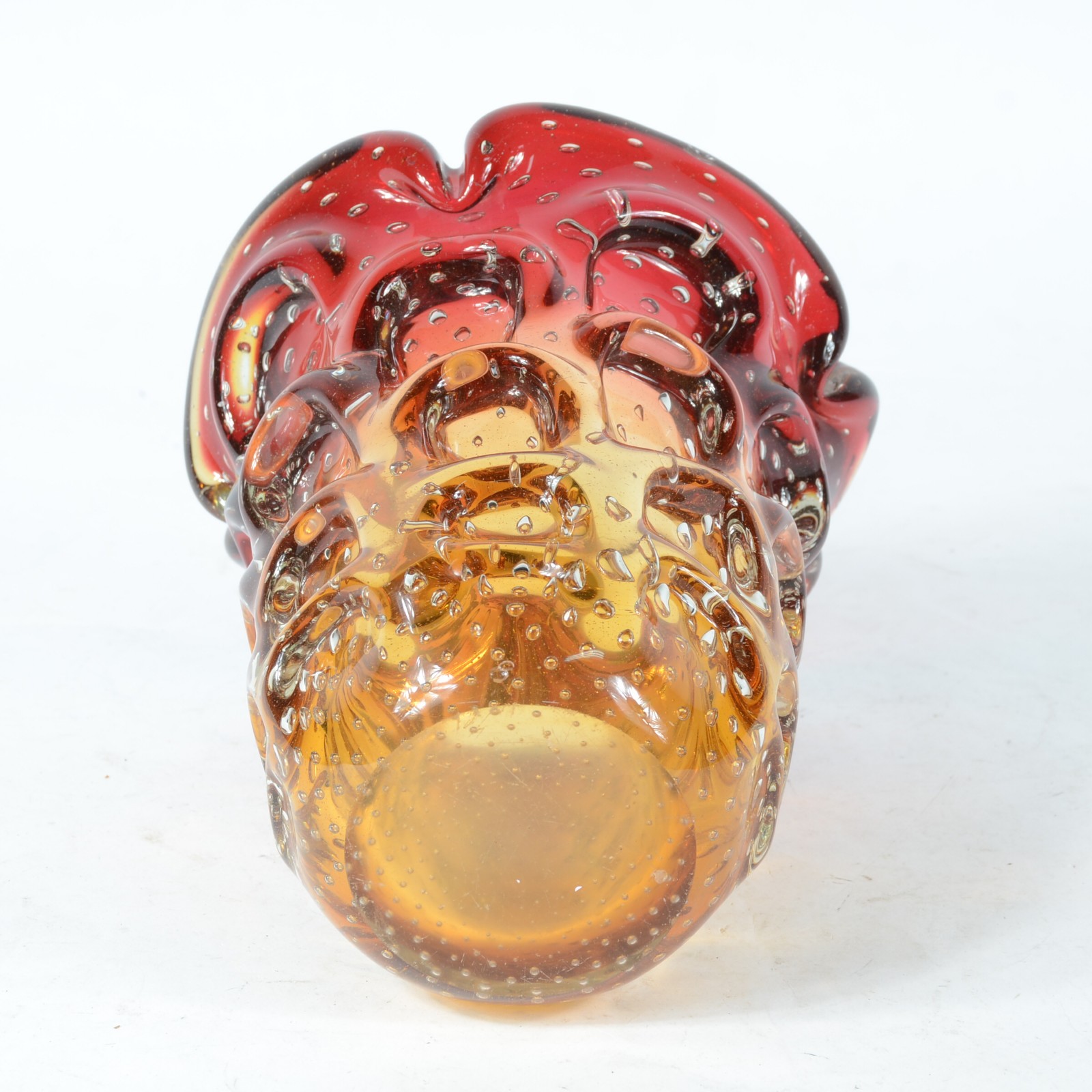 Vaso de vidro de murano na cor rubi e âmbar degradé - foto 3 de 3
