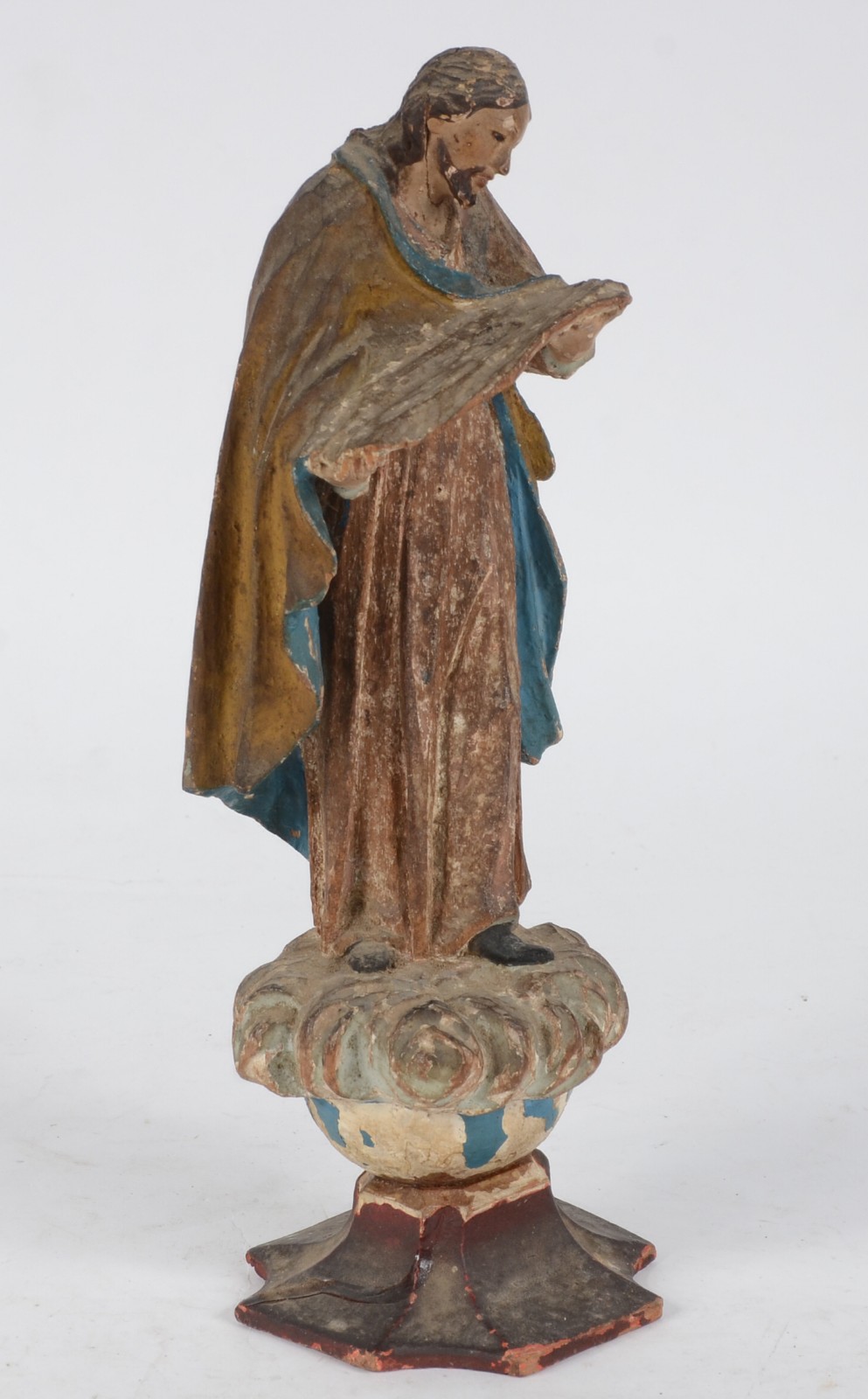 Antiga imagem de madeira policromada representando Santo. Desgastes e... - foto 3 de 7