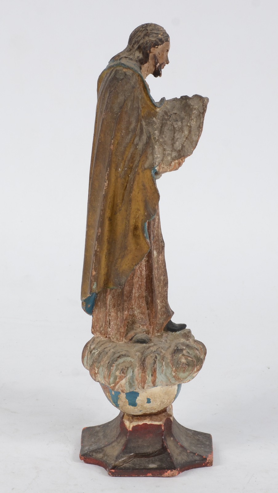 Antiga imagem de madeira policromada representando Santo. Desgastes e... - foto 4 de 7