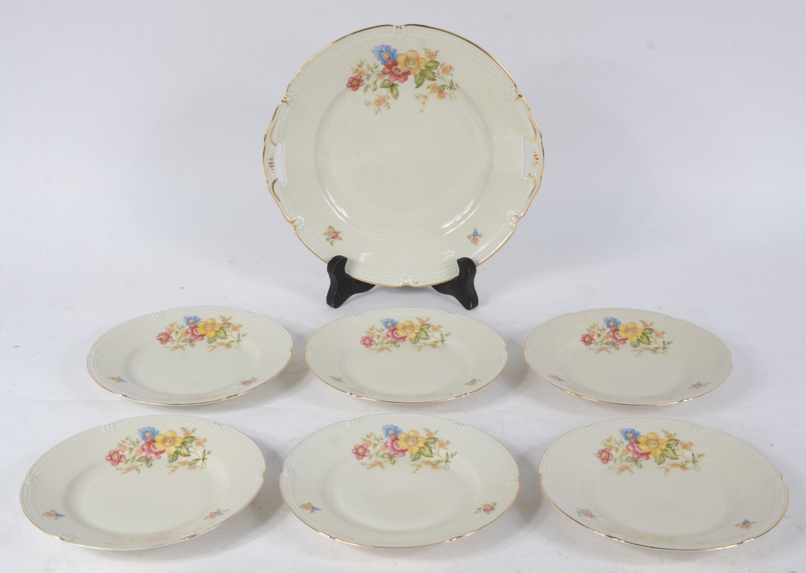 Conjunto para bolo de porcelana Bavária, decoração floral em... - foto 1 de 5