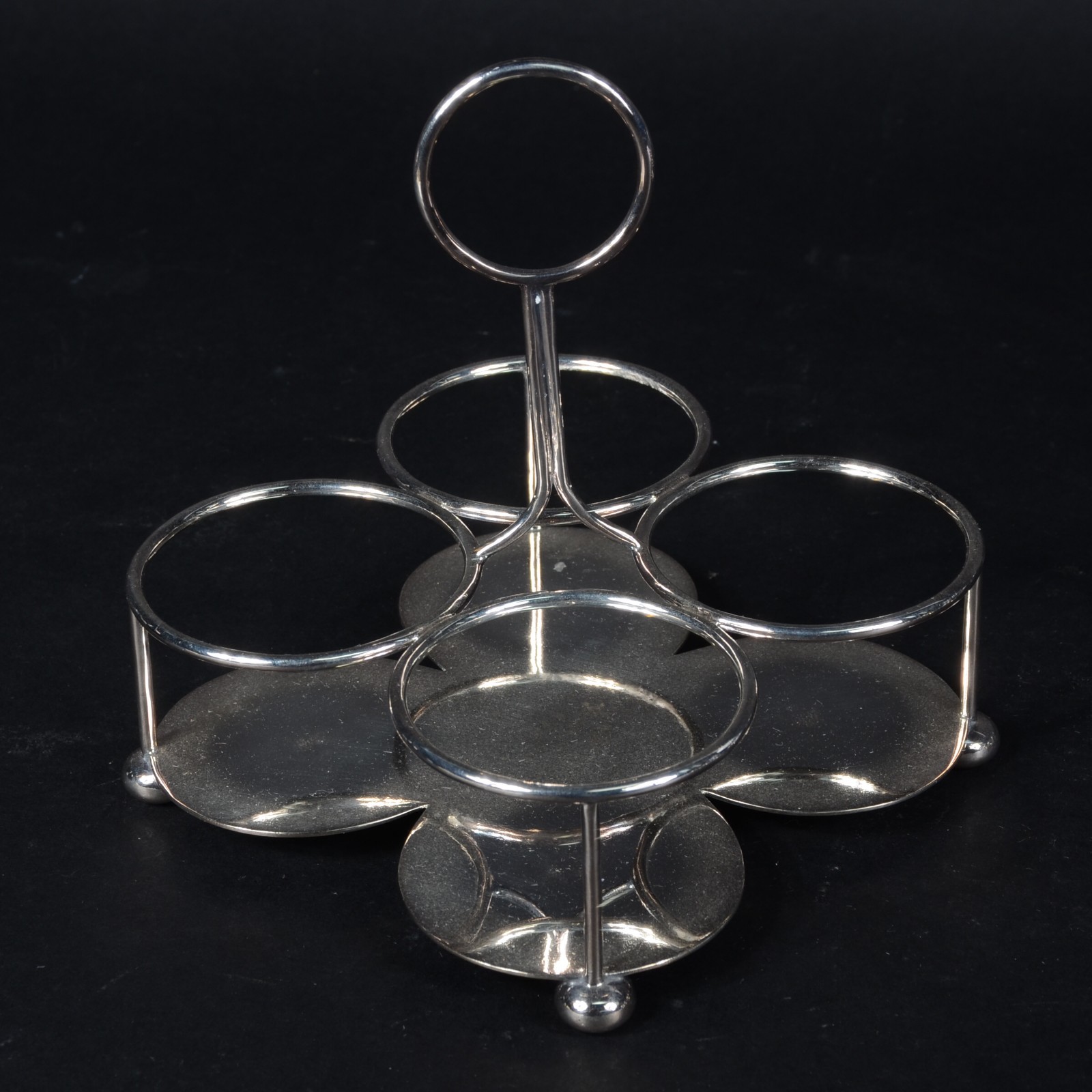 Porta geleia com 4 frascos de cristal, guarnição e base de metal... - foto 4 de 6