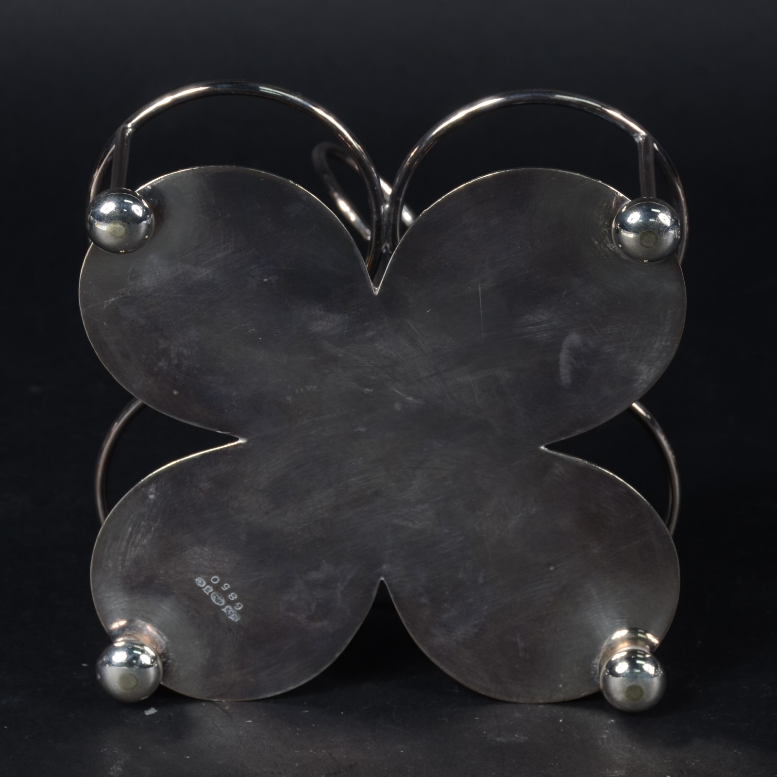 Porta geleia com 4 frascos de cristal, guarnição e base de metal... - foto 5 de 6