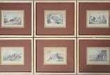 Conjunto com 6 antigas litografias europeias (d... - Conjunto com 6 antigas litografias europeias (desgastes)