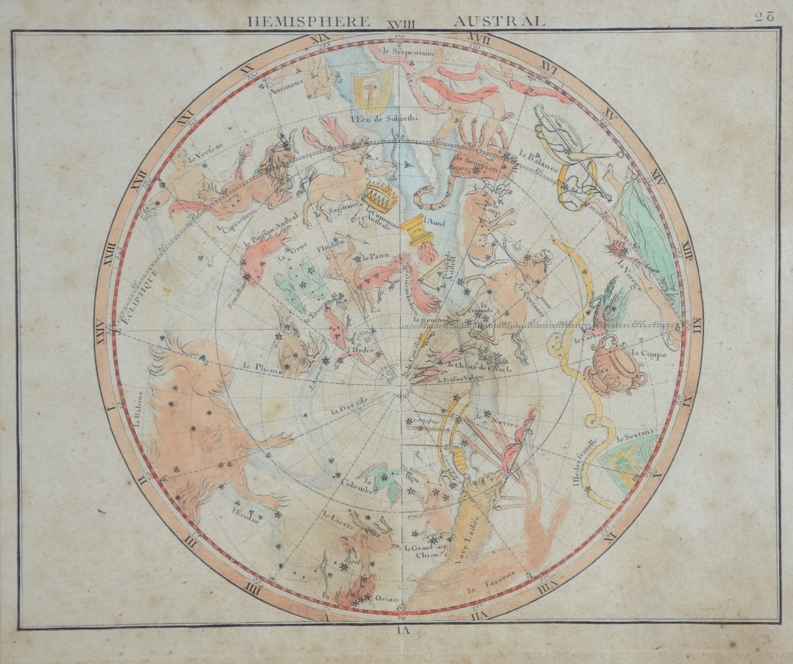 Par de mapas com constelações, trópicos e hemisfério astral em... - foto 9 de 10