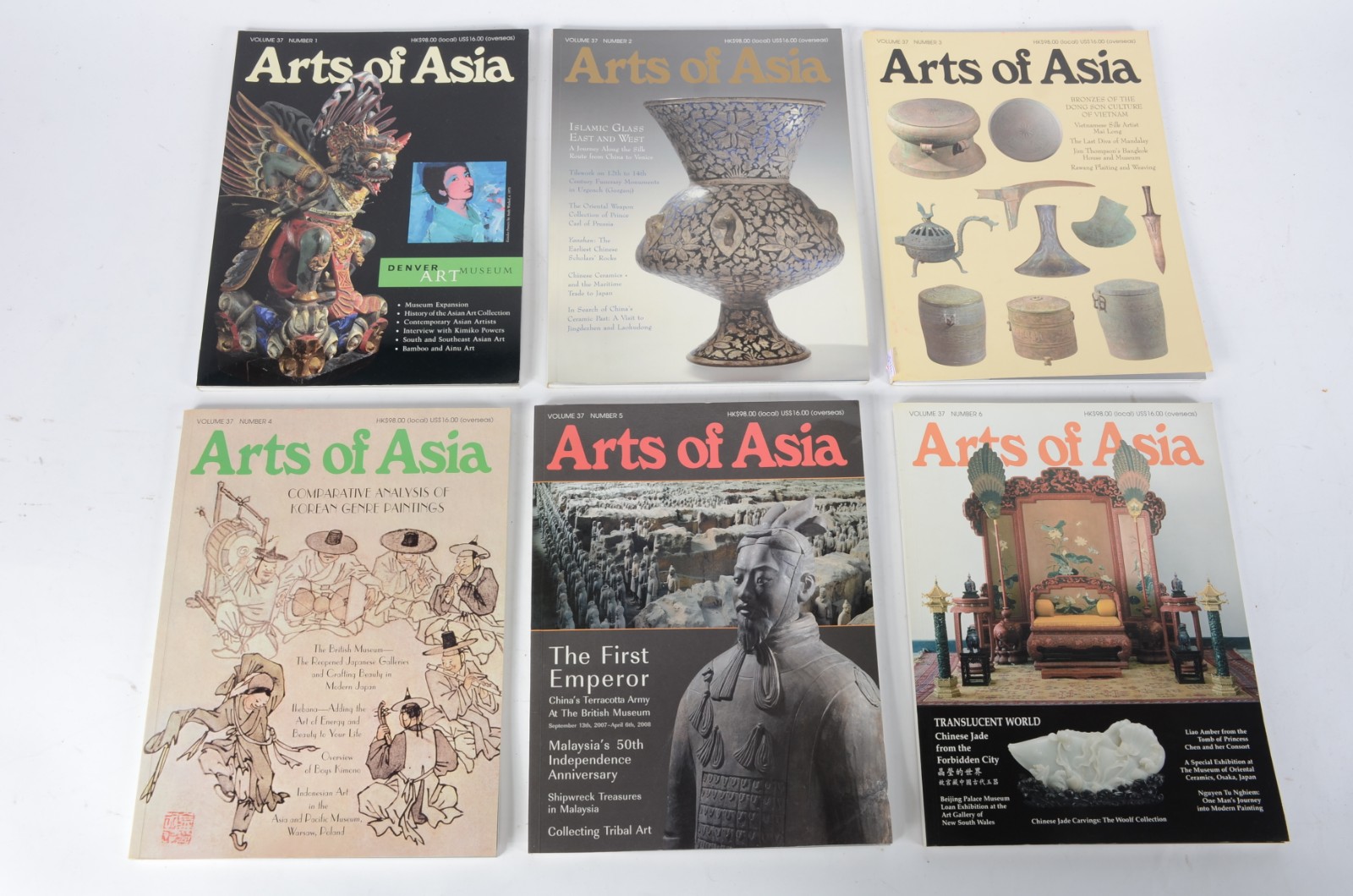 Conjunto de 6 revistas “Arts of Asia” bimestrais de Janeiro 2007 a... - foto 1 de 8