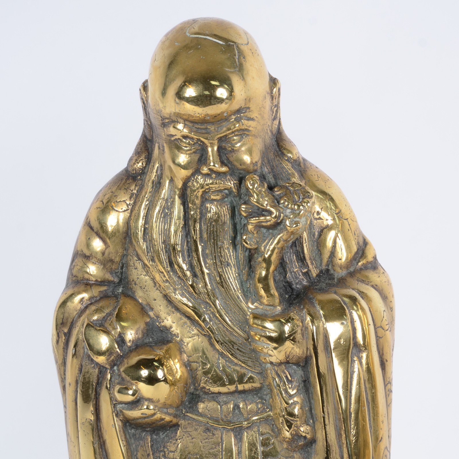 Par de esculturas de bronze oriental representando figura masculina... - foto 2 de 8