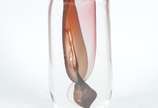 Vaso de Murano com mesclas rosadas. - Vaso de Murano com mesclas rosadas.