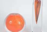 Duas lamparinas de murano na cor laranja. - Duas lamparinas de murano na cor laranja.