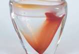 Vaso em bloco de murano mesclado rosa. - Vaso em bloco de murano mesclado rosa.