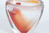 Vaso em bloco de murano mesclado rosa. - Vaso em bloco de murano mesclado rosa.