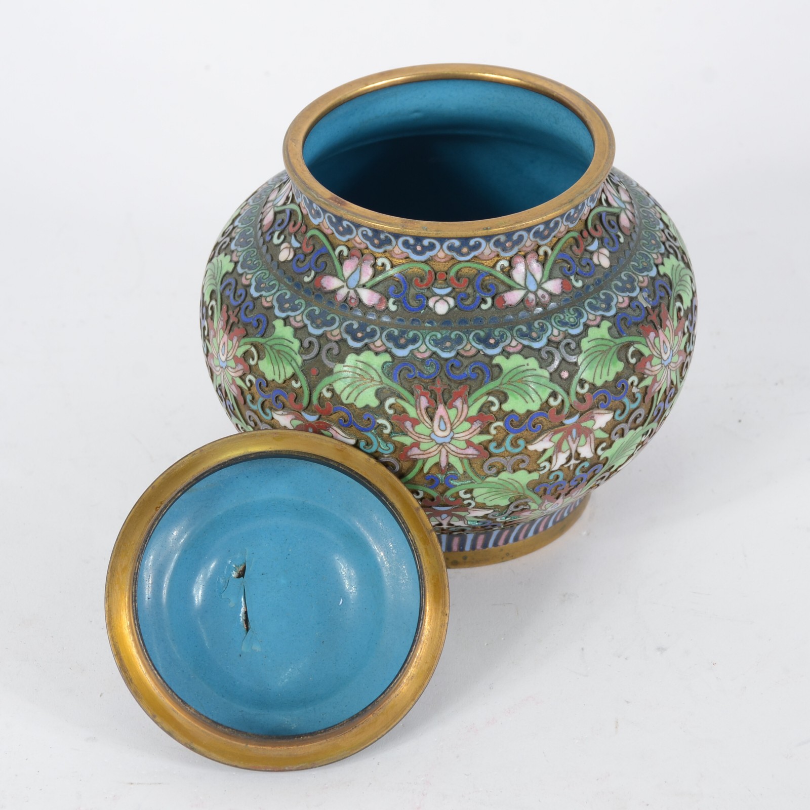 Potiche de cloisoné oriental com pega da tampa em forma de dragão. - foto 4 de 7
