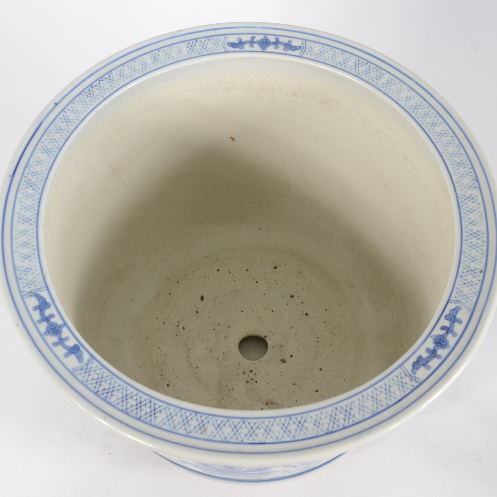Cachepot com prato de porcelana chinesa azul e branco. - foto 2 de 6