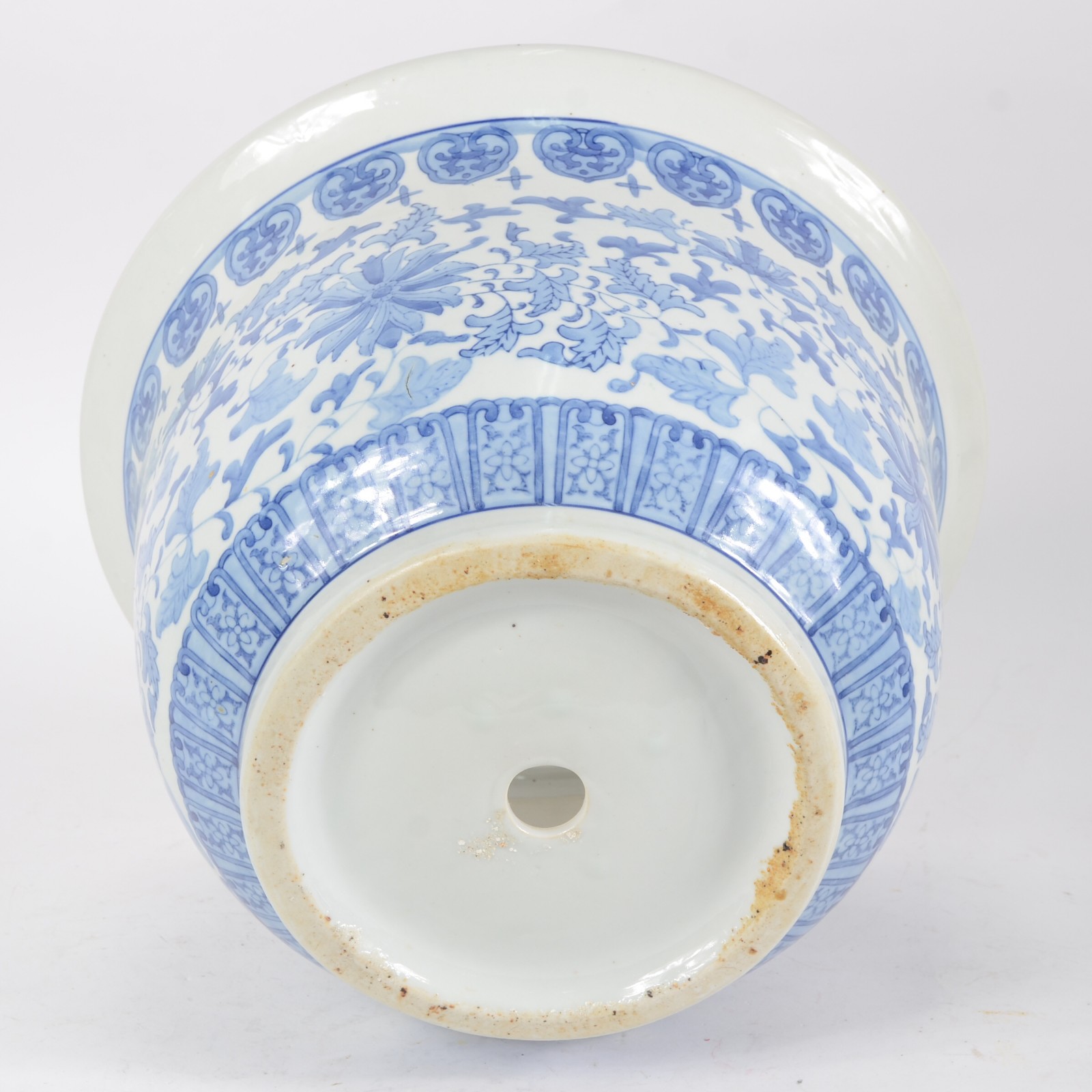 Cachepot com prato de porcelana chinesa azul e branco. - foto 5 de 6