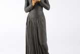 Figura feminina - Escultura Art Deco de bronze com detalhes de resina, base de mármore.