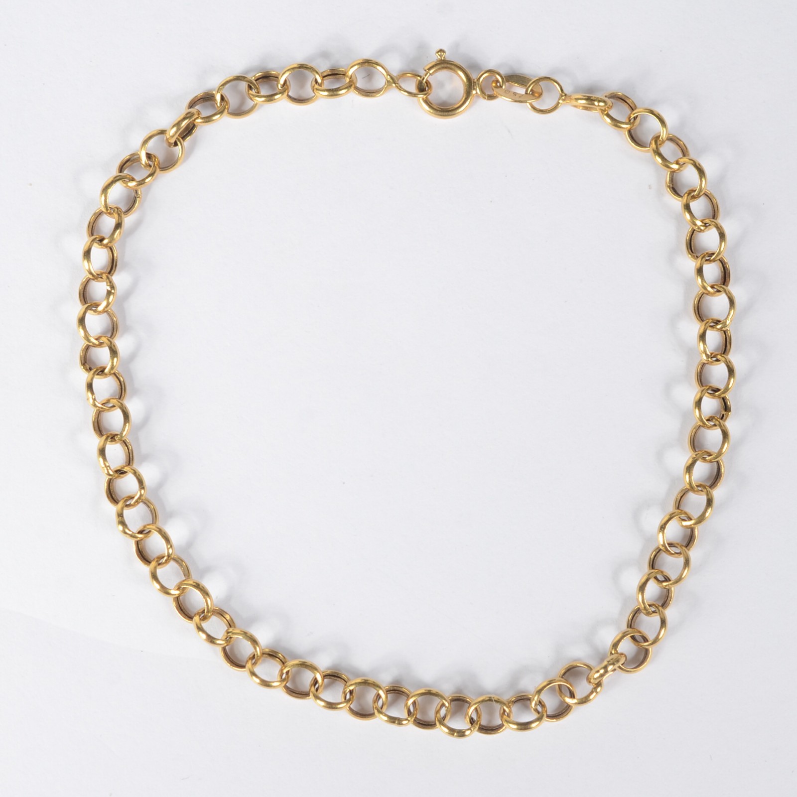 Pulseira de ouro amarelo 750 modelo Elos Português. Peso: 1,8g. (Por... - foto 1 de 5
