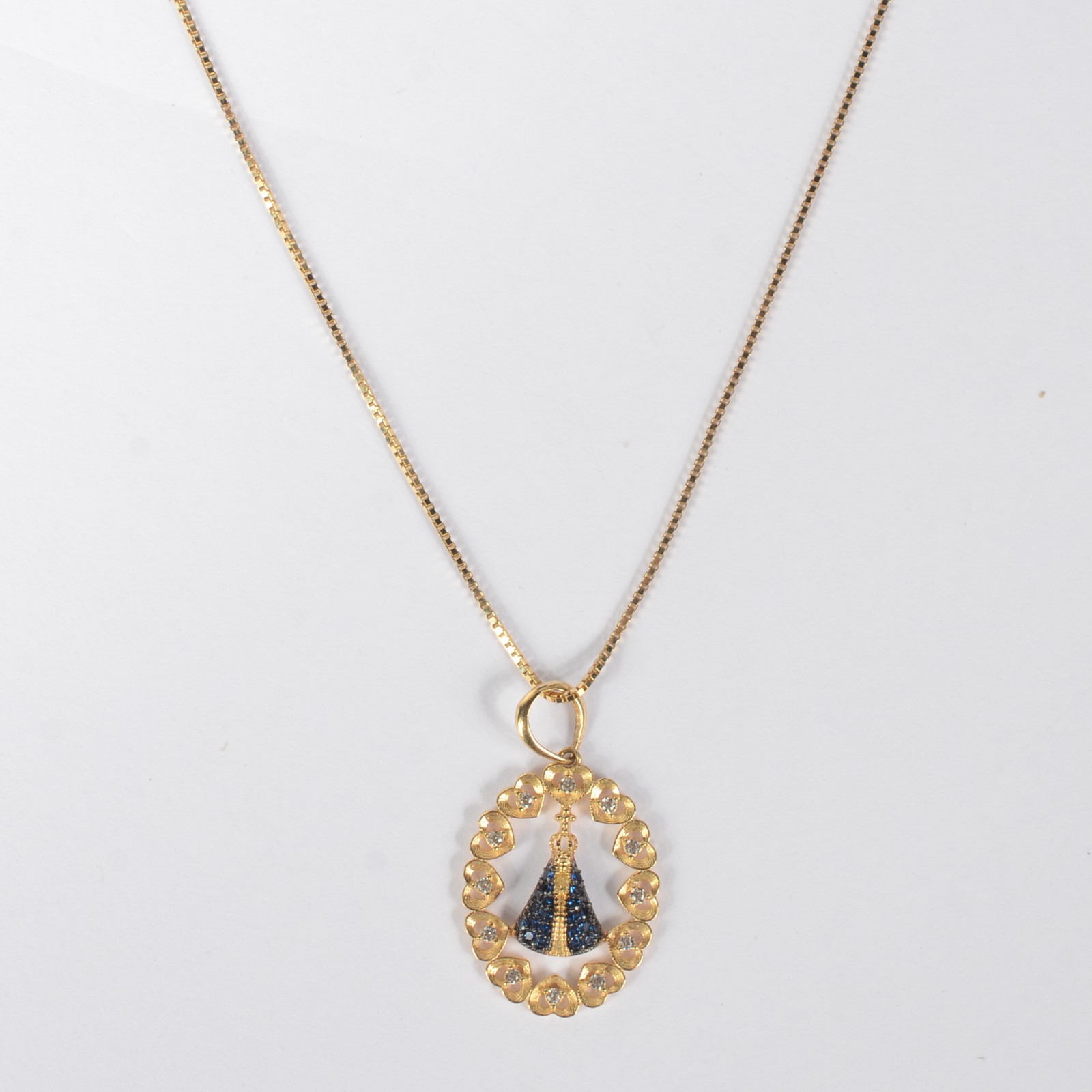 Colar de ouro 750, com pingente de Nossa Senhora Aparecida com menino... - foto 1 de 5