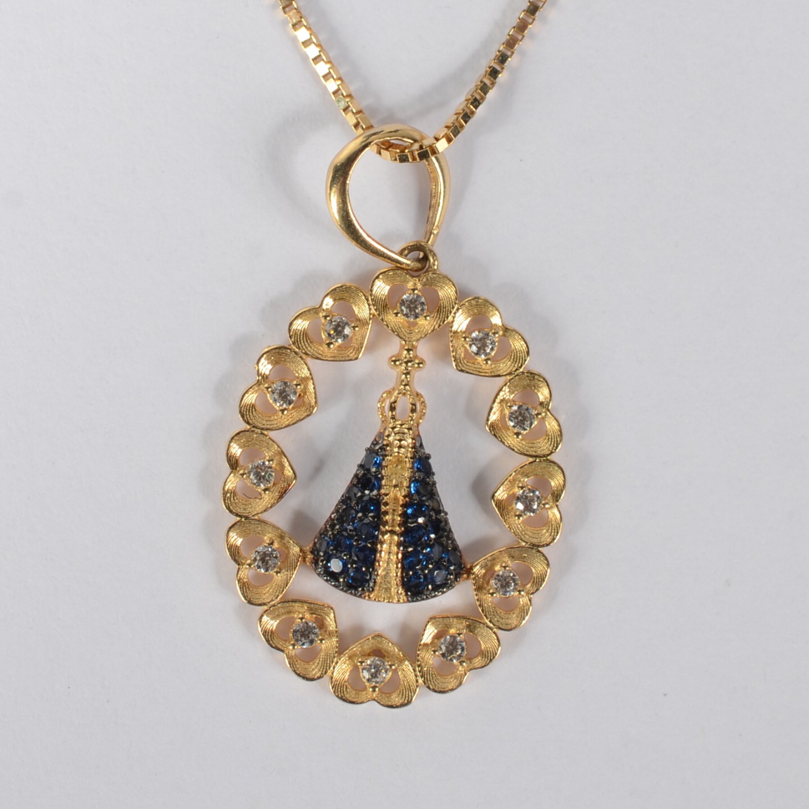 Colar de ouro 750, com pingente de Nossa Senhora Aparecida com menino... - foto 3 de 5
