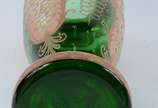 Grande vaso de cristal tcheco verde, rica decor... - Grande vaso de cristal tcheco verde, rica decoração em dourado e flores esmaltadas.