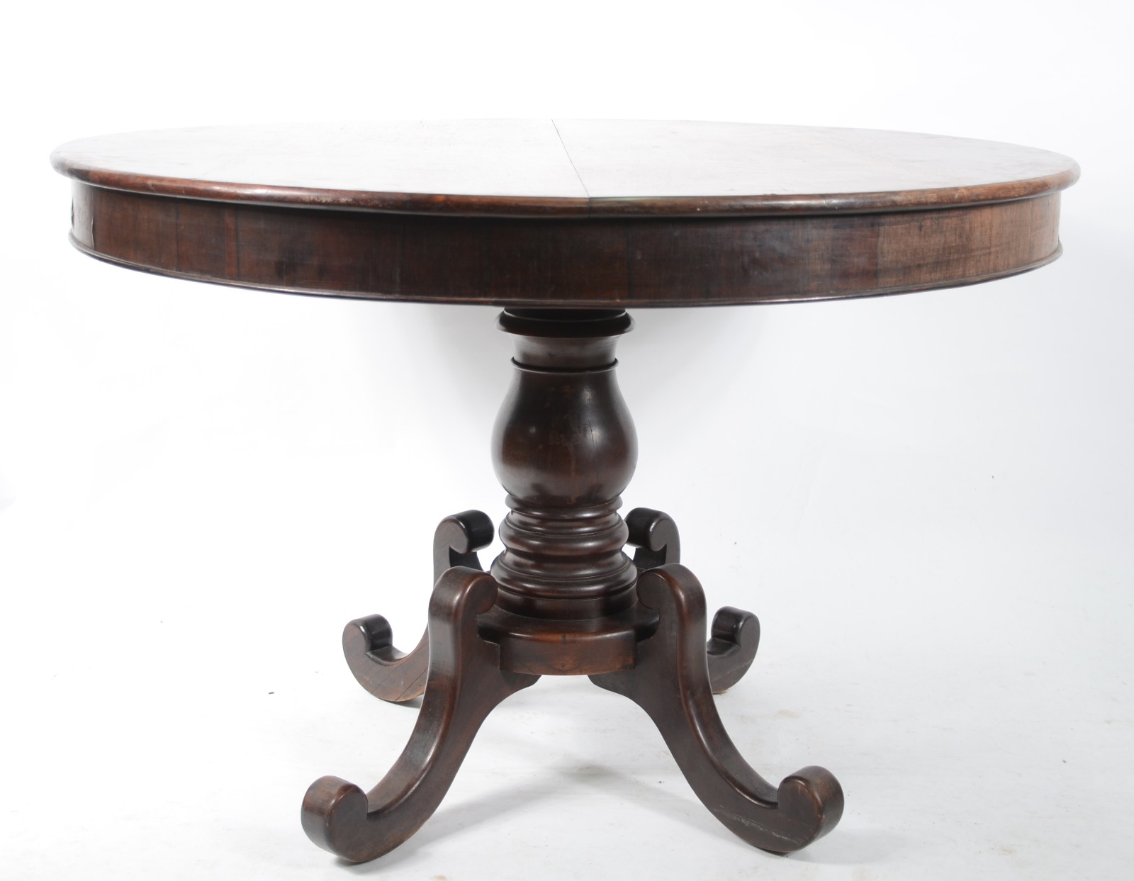 Mesa redonda de madeira nobre (jacarandá), com tábua extensora 120 x... - foto 4 de 6