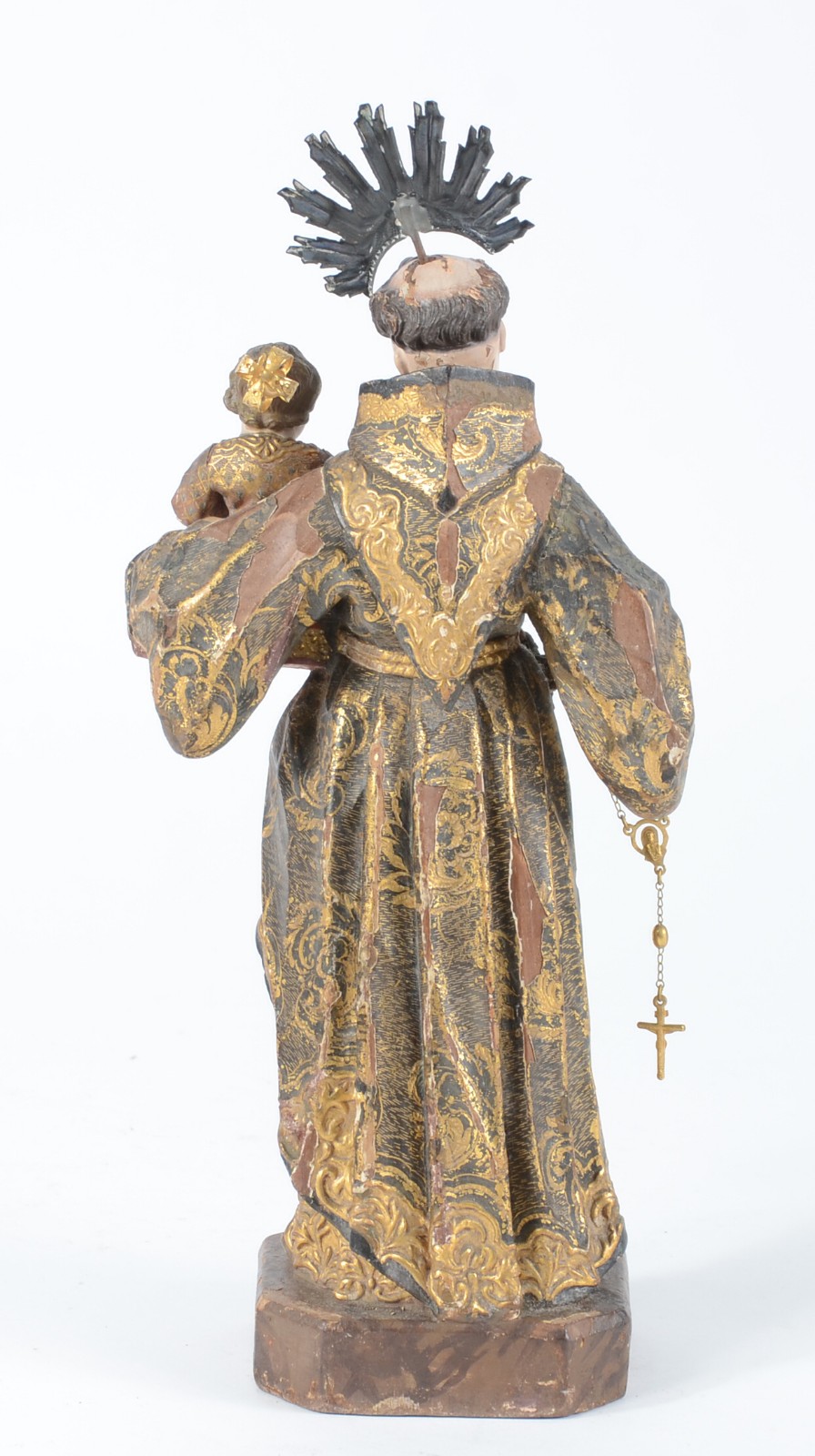 Antiga imagem de madeira entalhada com policromia e dourado... - foto 7 de 10