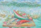 Enrico Bianco (1918-2013), Peixes, lagostas e f... - Óleo sobre tela. Assinado e datado 2012.