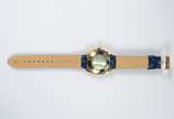Bucherer - Relógio de metal dourado, pulseira em couro azul, automático. Funcionando.