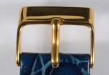 Bucherer - Relógio de metal dourado, pulseira em couro azul, automático. Funcionando.