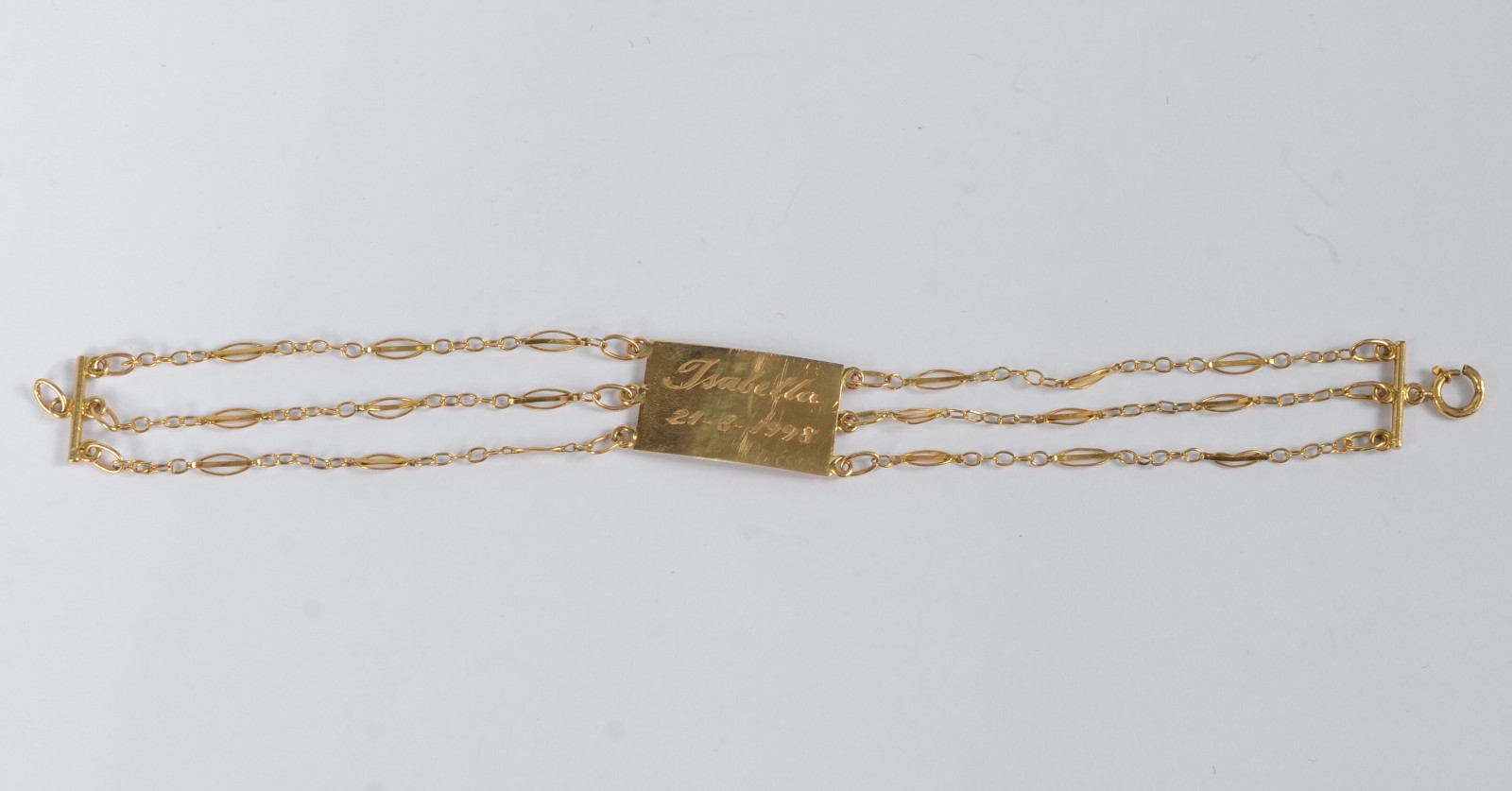 Pulseira de ouro 18 k com placa para gravar o nome. - foto 1 de 5