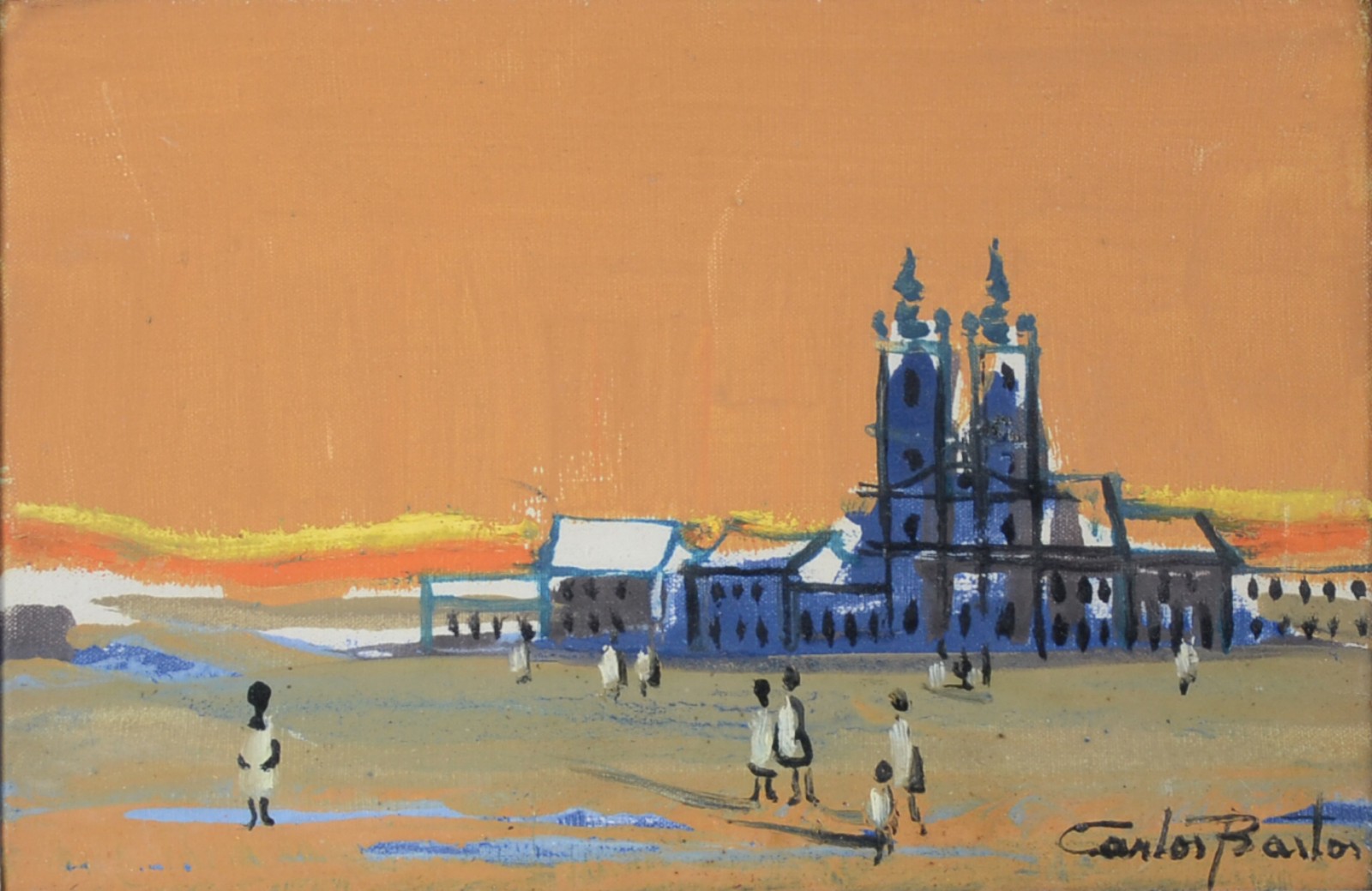 Carlos Bastos (1925-2004), Paisagem baiana com figuras - foto 1 de 4