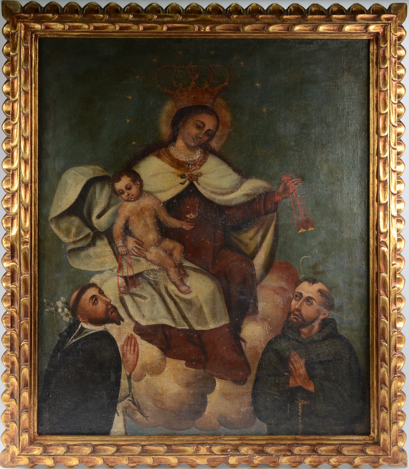 Escola Cusquenha (1538), Nosssa Senhora com menino Jesus  Santo Antonio e São Pedro - foto 2 de 3