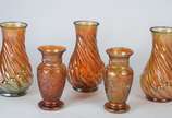 Cinco vasos diversas de vidro carnival glass - Cinco vasos diversas de vidro carnival glass